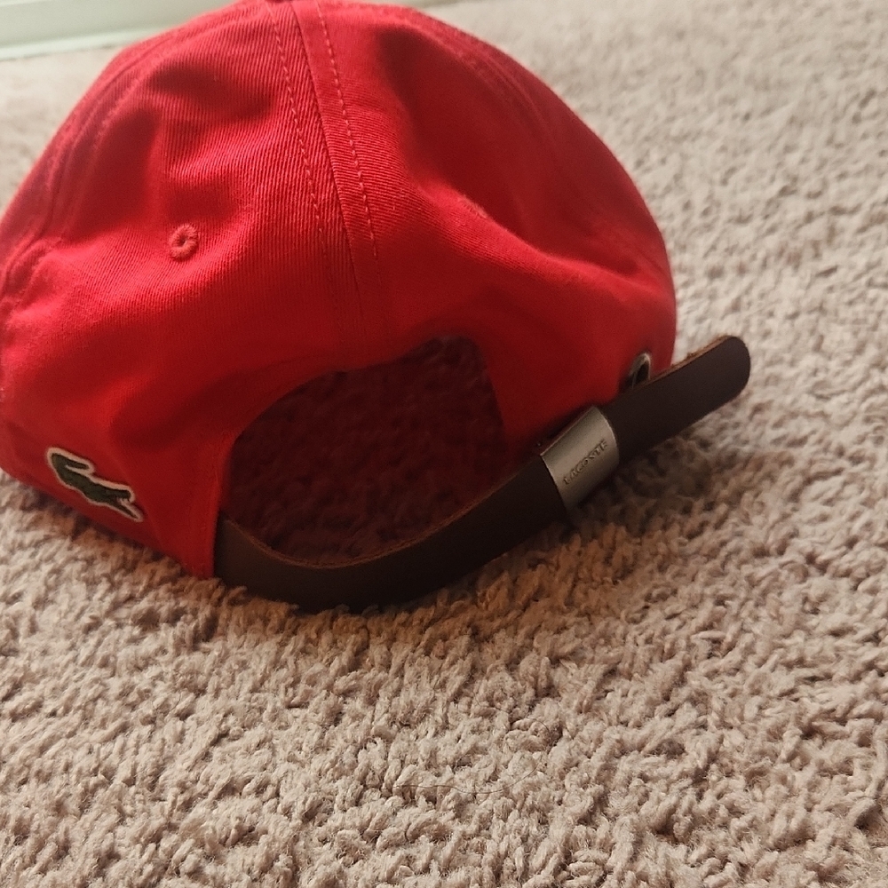 Lacoste Red Baseball Cap With Black Script - image 2